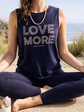 Spiritual Gangster Love More Graphic Tank Blue S Yoga Athleisure Boho